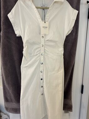Love Tree Denim white Button-Front Midi Dress
